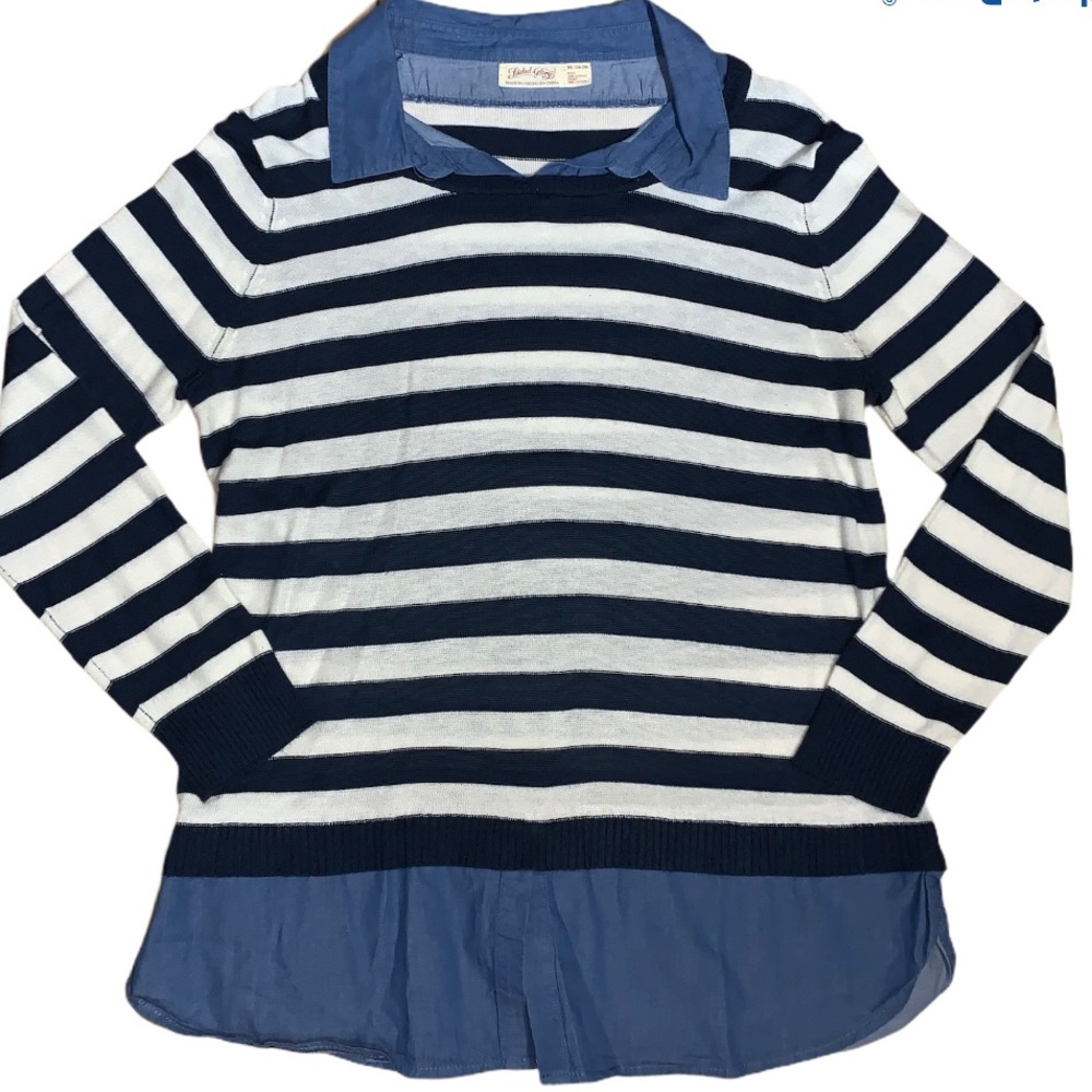 Faded Glory Navy and White Striped Top